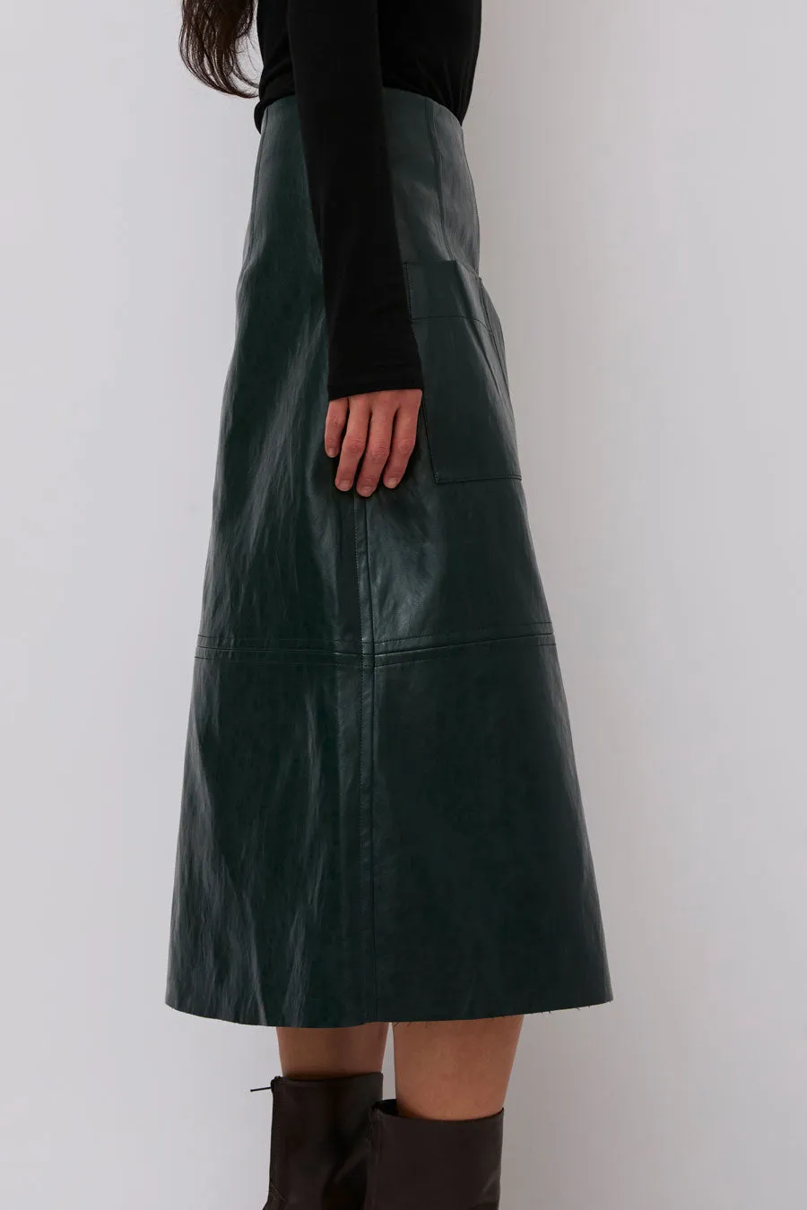 Mijeong Park Faux Leather Skirt in Green sold by No. 6 product image thumbnail 5