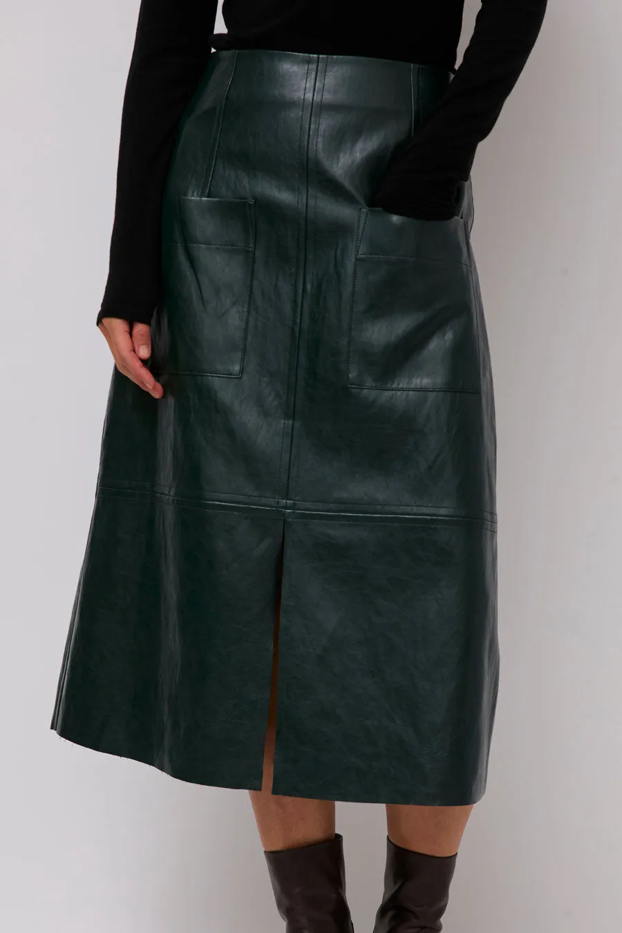 Mijeong Park Faux Leather Skirt in Green sold by No. 6 product image thumbnail 2