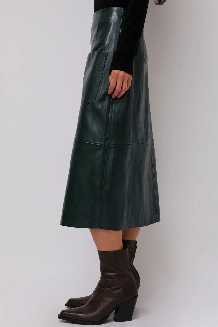 Mijeong Park Faux Leather Skirt in Green sold by No. 6 product image thumbnail 3
