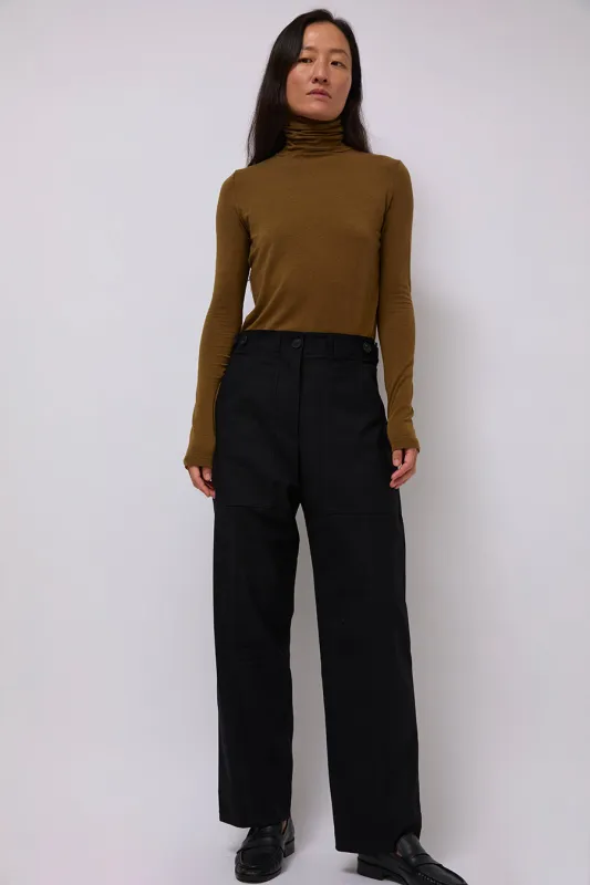 Mijeong Park Wool Blend Workwear Pants in Navy made by Mijeong Park