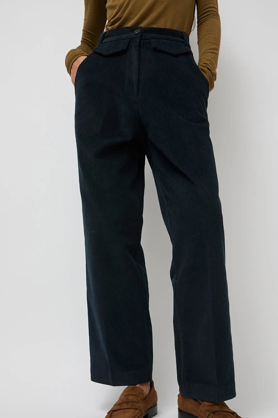 Mijeong Park Stretch Corduroy Pants in Navy sold by No. 6 product image thumbnail 3
