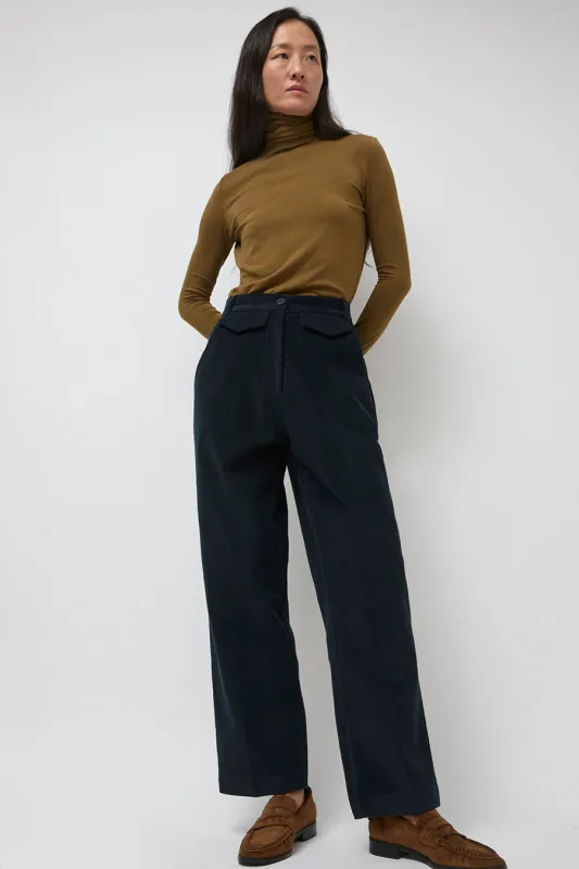 Mijeong Park Stretch Corduroy Pants in Navy sold by No. 6
