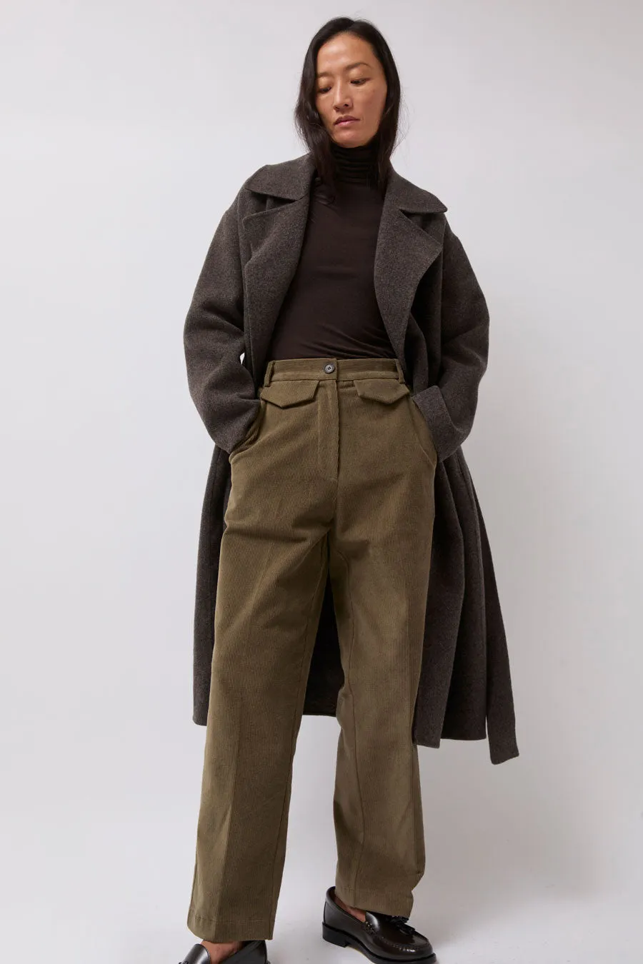Mijeong Park Stretch Corduroy Pants in Light Olive sold by No. 6 product image thumbnail 5