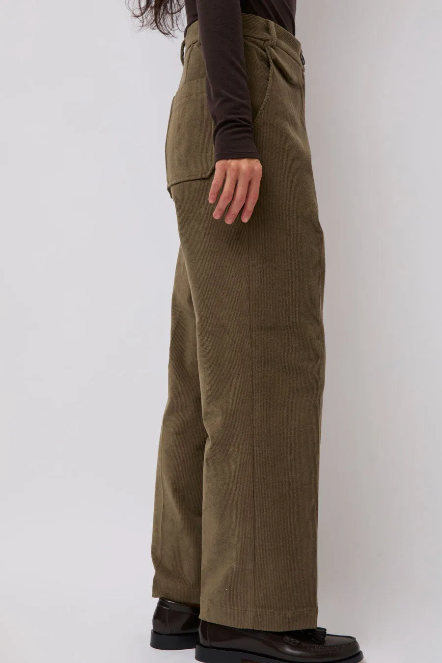 Mijeong Park Stretch Corduroy Pants in Light Olive sold by No. 6 product image thumbnail 2