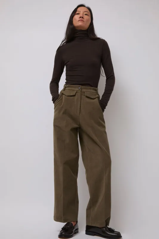 Mijeong Park Stretch Corduroy Pants in Light Olive sold by No. 6