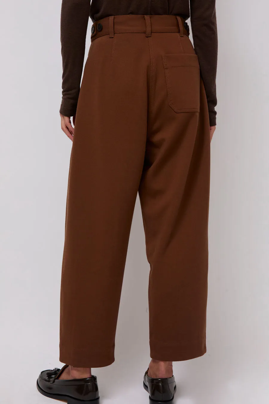 Mijeong Park Pleated Barrel Leg Pants in Brown sold by No. 6 product image thumbnail 4