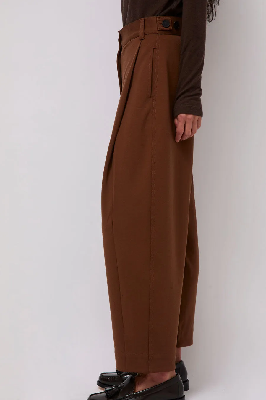 Mijeong Park Pleated Barrel Leg Pants in Brown sold by No. 6 product image thumbnail 2
