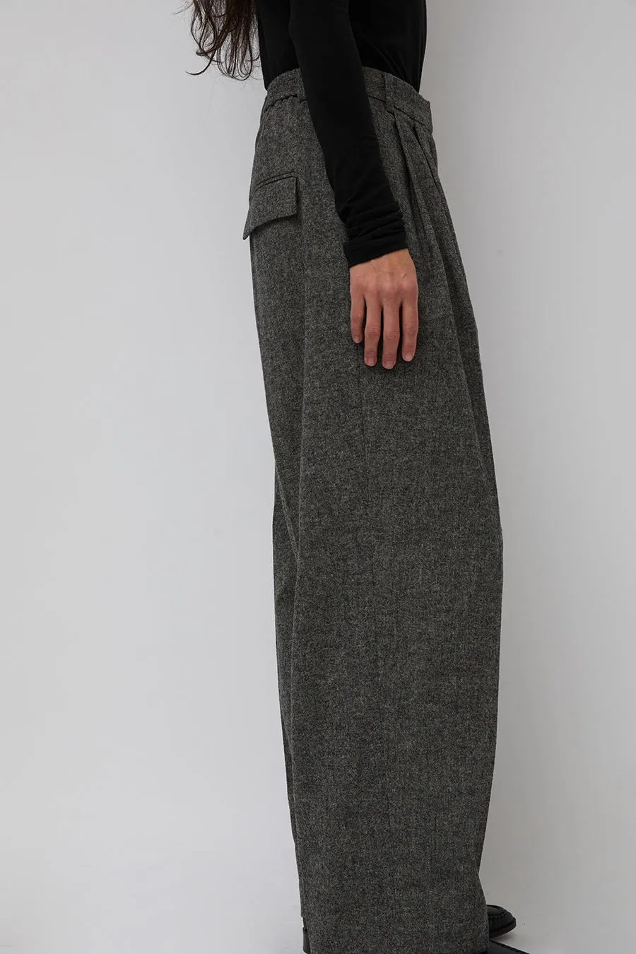 Mijeong Park Wool Blend Wide Leg Pants in Gray sold by No. 6 product image thumbnail 5