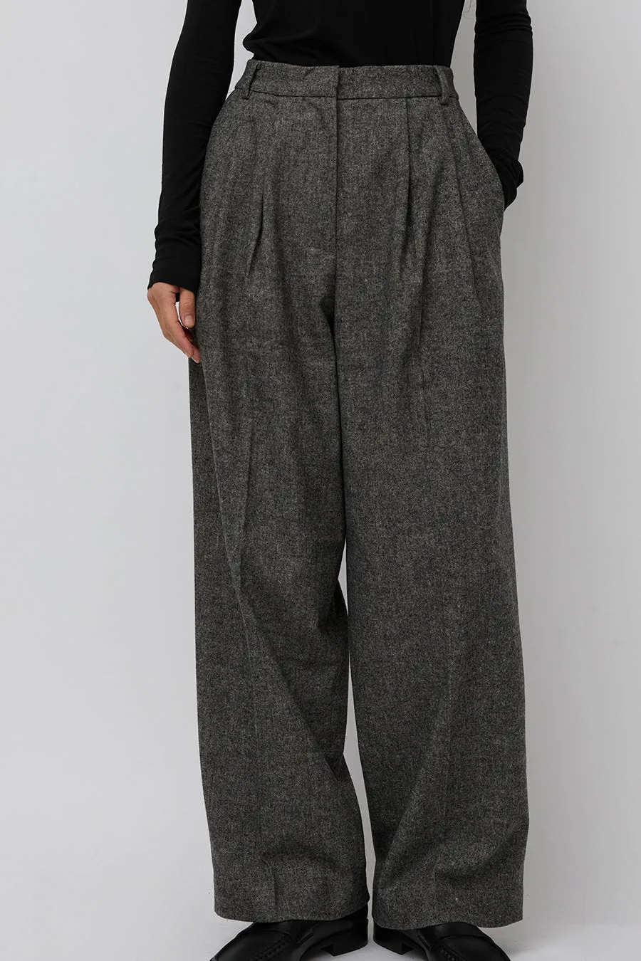Mijeong Park Wool Blend Wide Leg Pants in Gray sold by No. 6 product image thumbnail 3