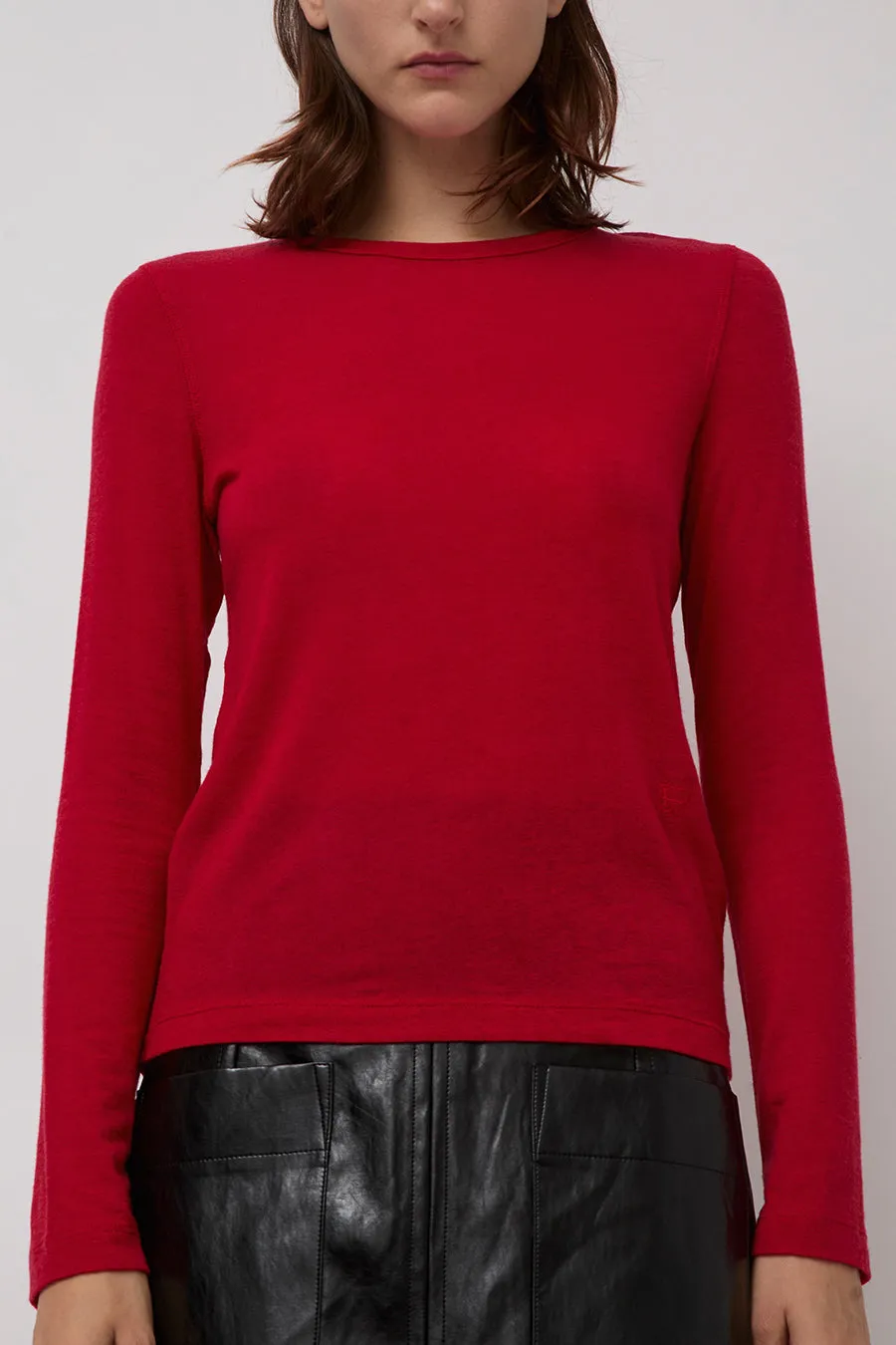 Mijeong Park Wool Tencel Crew Neck Top in Red sold by No. 6 product image thumbnail 3
