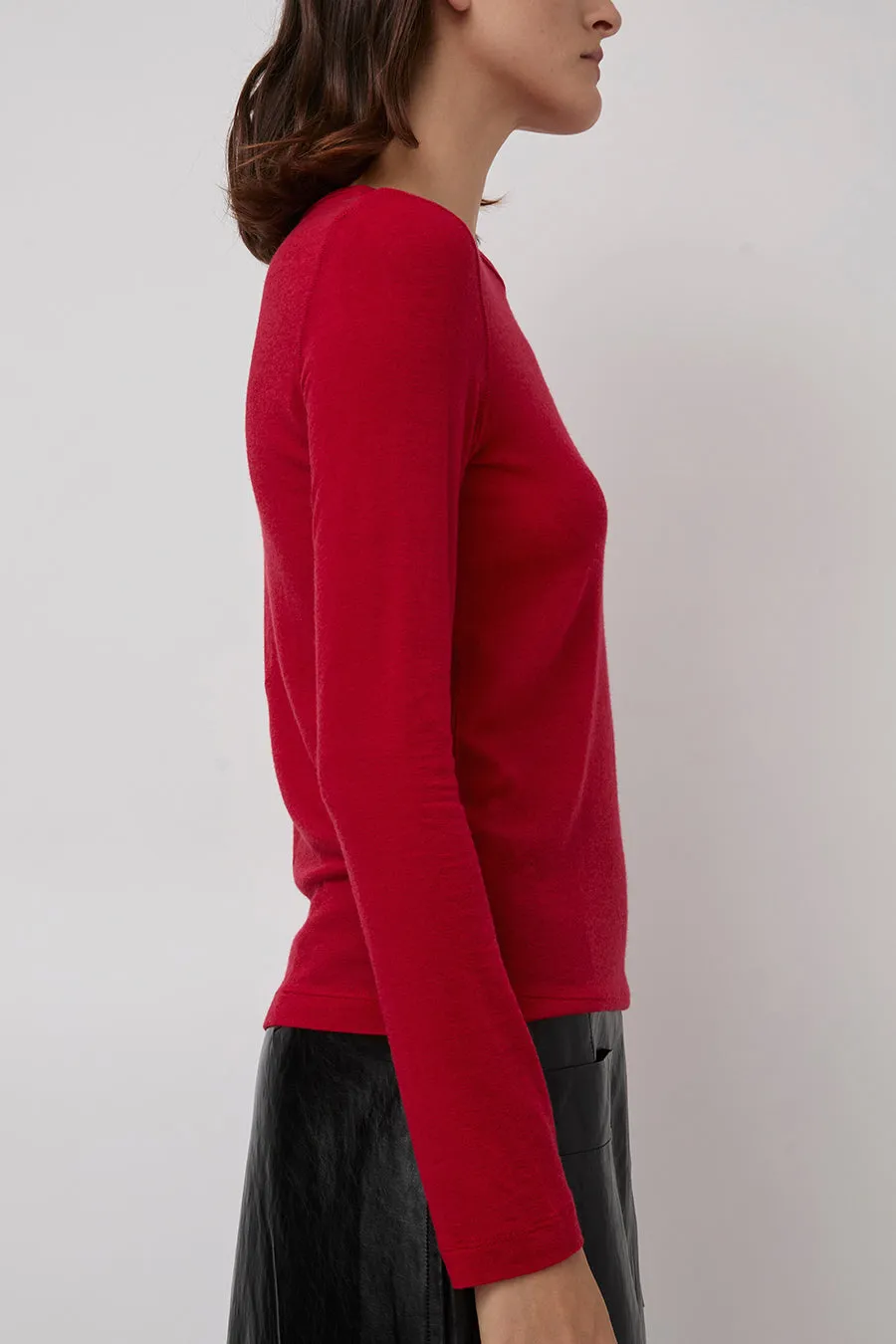 Mijeong Park Wool Tencel Crew Neck Top in Red sold by No. 6 product image thumbnail 2