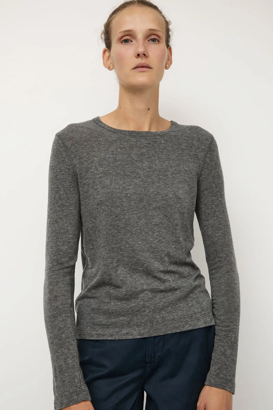 Mijeong Park Wool Tencel Crew Neck Top in Heather Gray sold by No. 6