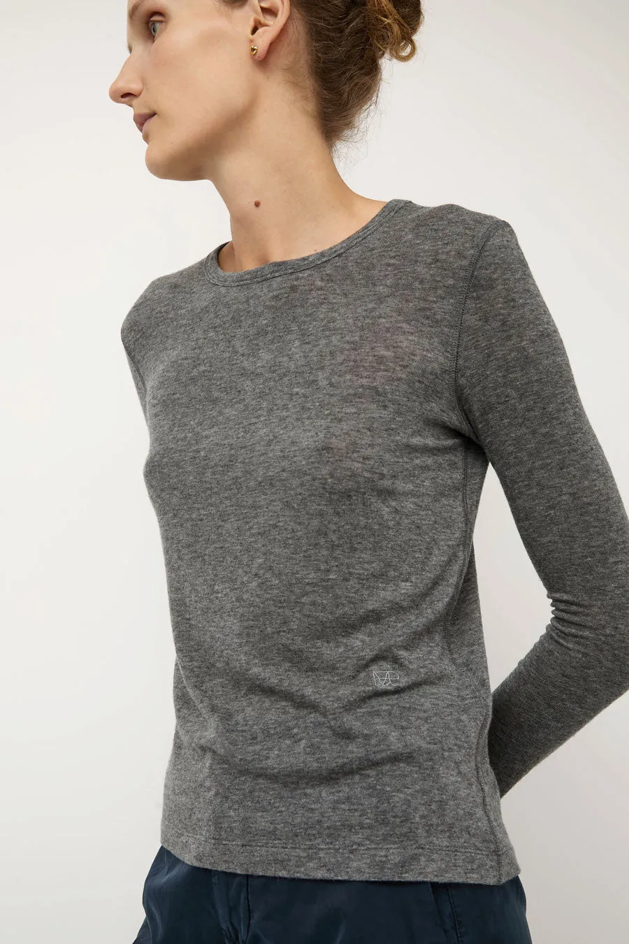 Mijeong Park Wool Tencel Crew Neck Top in Heather Gray sold by No. 6 product image thumbnail 4