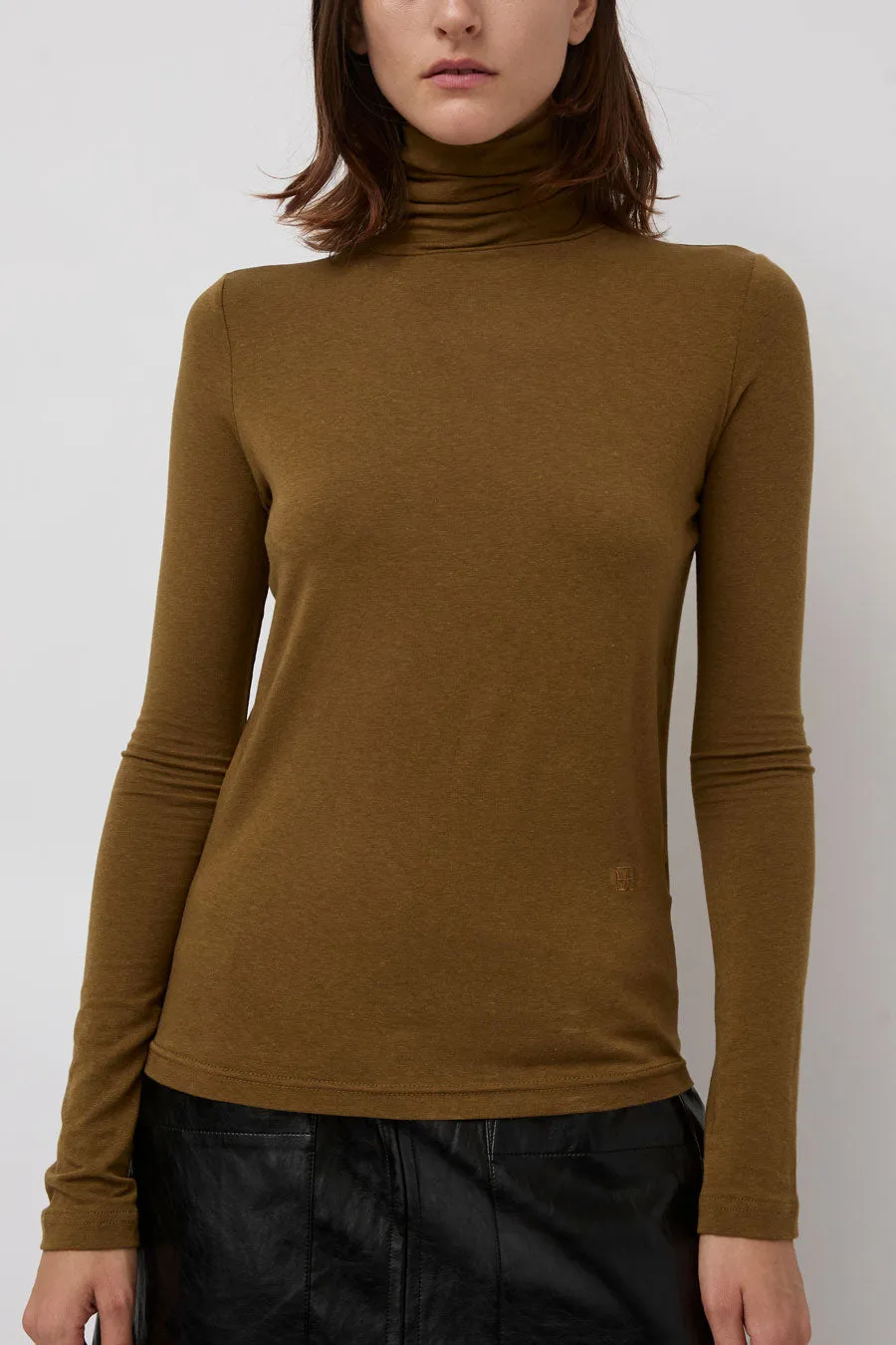 Mijeong Park Roll Neck Jersey Top in Light Brown sold by No. 6 product image thumbnail 3