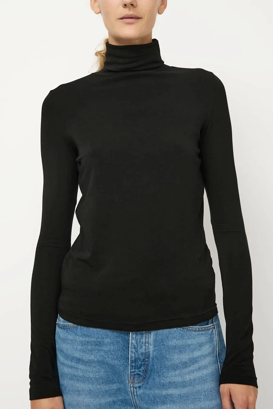 Mijeong Park Roll Neck Jersey Top in Black sold by No. 6 product image thumbnail 3