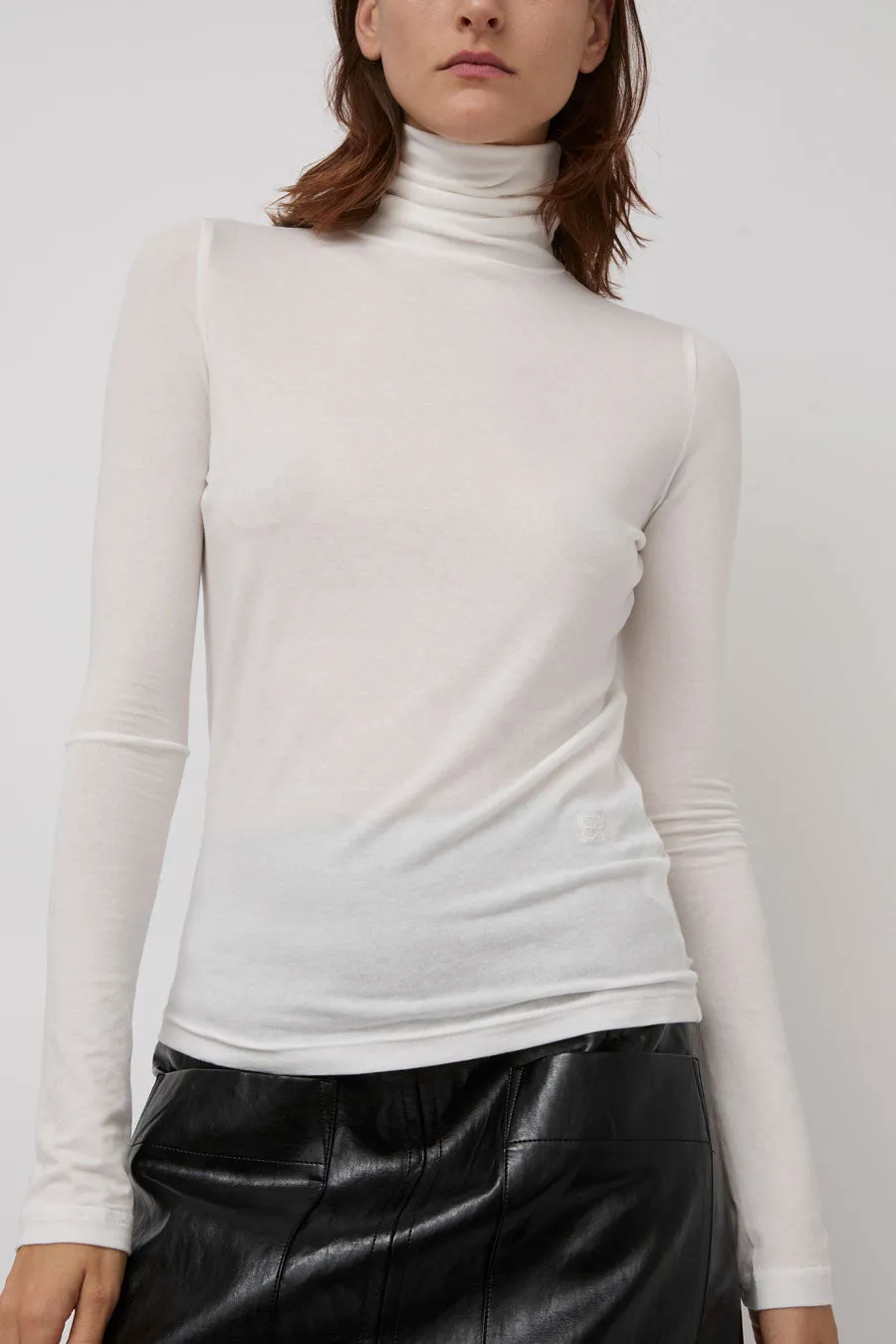 Mijeong Park Roll Neck Jersey Top in White sold by No. 6 product image thumbnail 3
