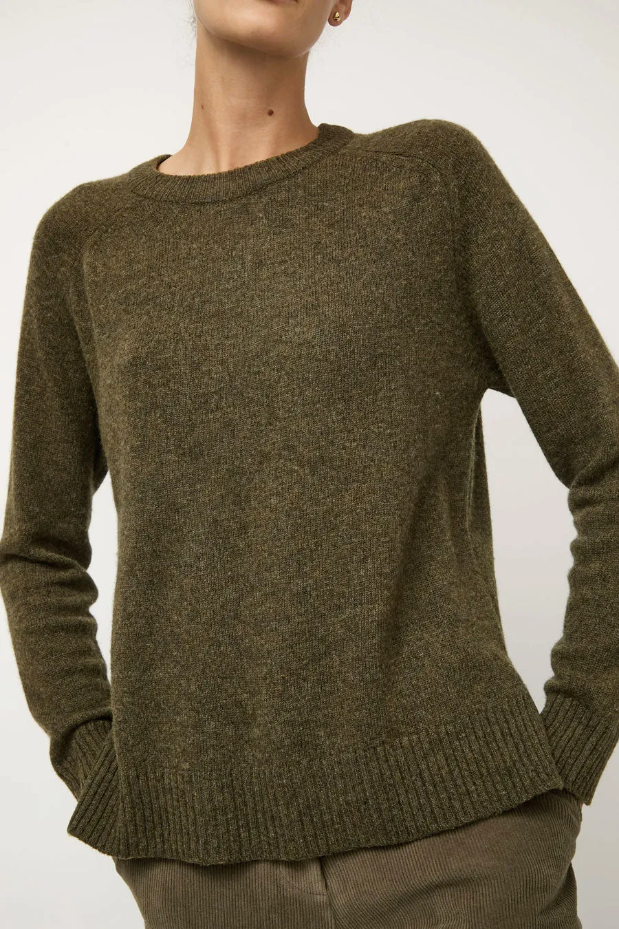 Mijeong Park Cashmere Blend Crewneck Knit in Olive sold by No. 6 product image thumbnail 3