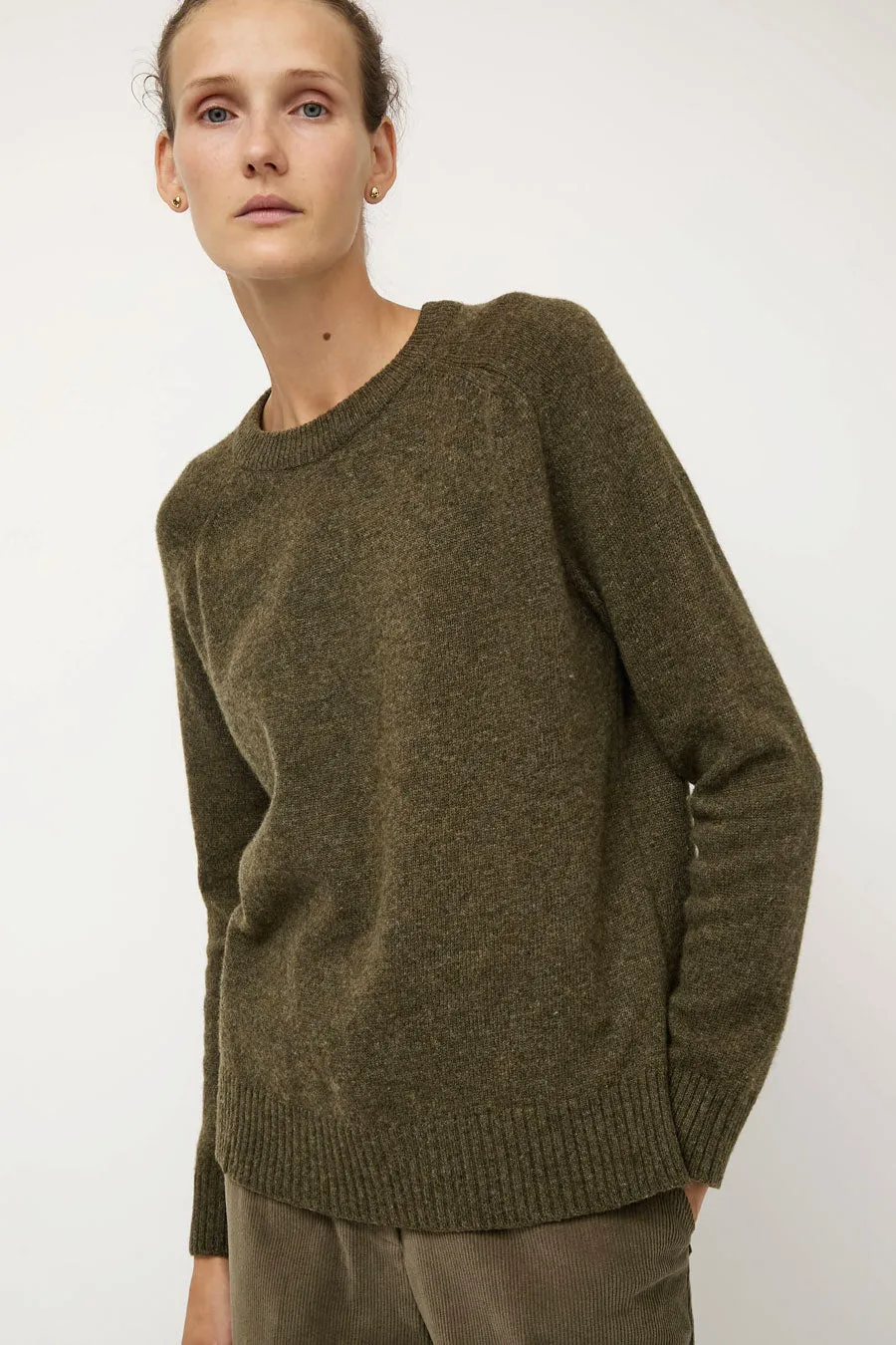Mijeong Park Cashmere Blend Crewneck Knit in Olive sold by No. 6