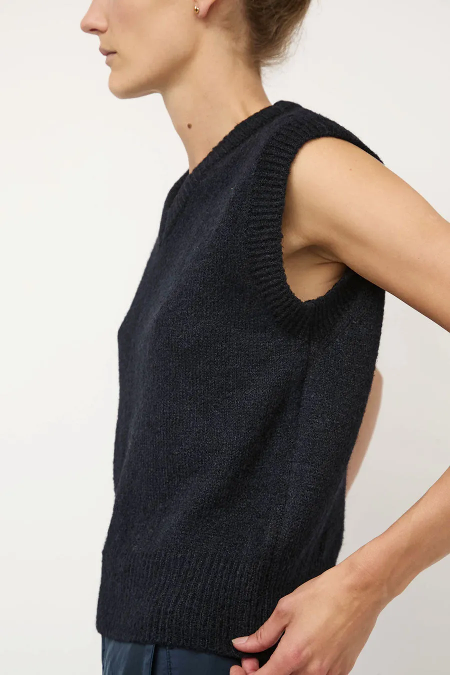 Mijeong Park Wool Blend V-Neck Vest in Navy sold by No. 6 product image thumbnail 2