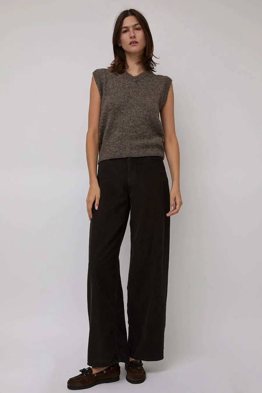 Mijeong Park Wool Blend V-Neck Vest in Heather Brown sold by No. 6 product image thumbnail 3