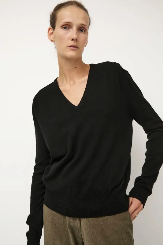Mijeong Park Cashmere Blend V-Neck Knit in Black sold by No. 6