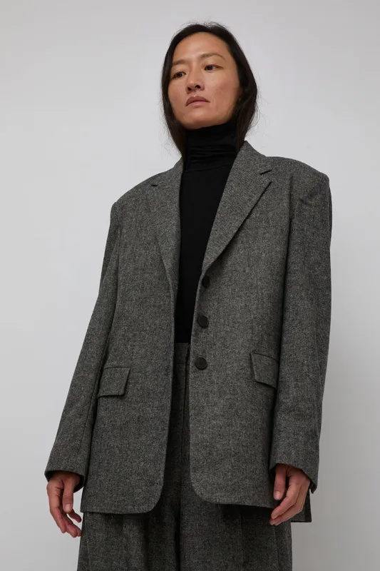 Mijeong Park Wool Blend Oversized Jacket in Gray sold by No. 6