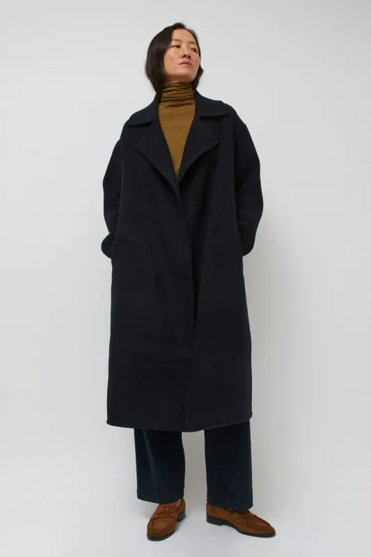 Mijeong Park Handmade Belted Wool Coat in Navy sold by No. 6