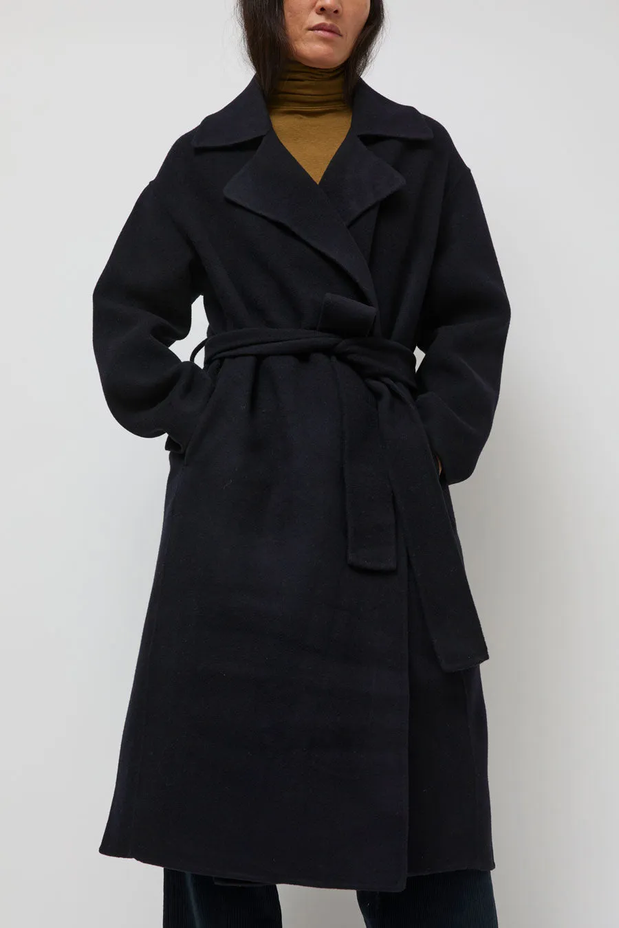 Mijeong Park Handmade Belted Wool Coat in Navy sold by No. 6 product image thumbnail 3