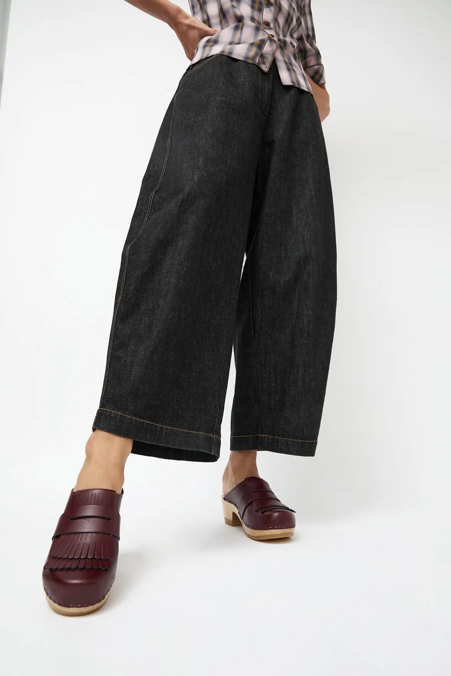 No.6 Kiltie Clog on Mid Heel in Maroon sold by No. 6