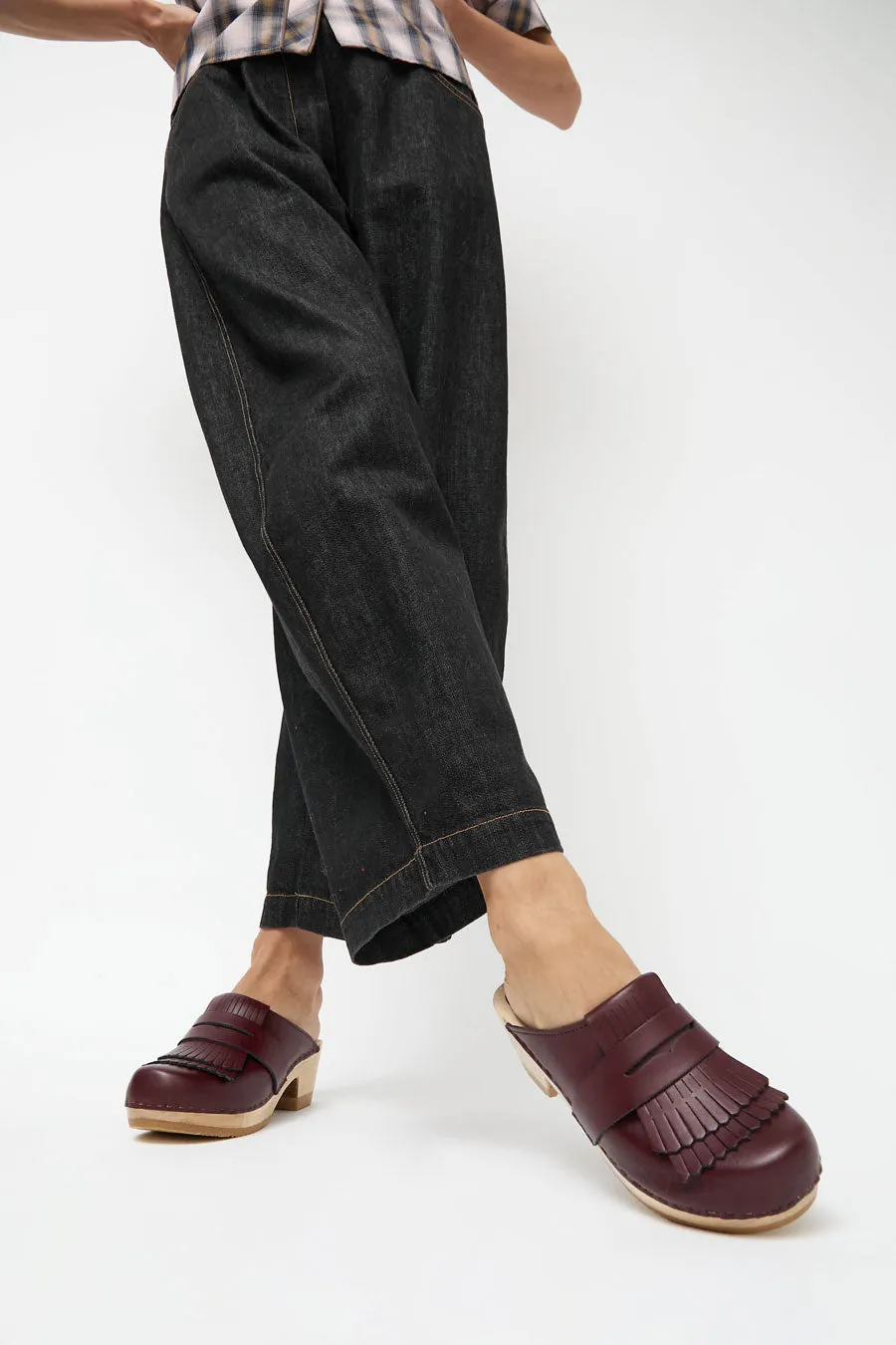 No.6 Kiltie Clog on Mid Heel in Maroon sold by No. 6 product image thumbnail 4