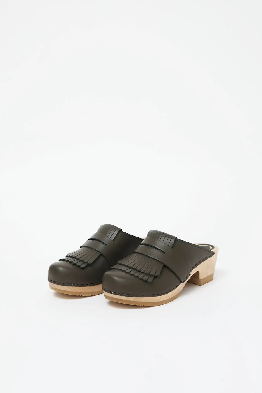 No.6 Kiltie Clog on Mid Heel in Olive sold by No. 6 product image thumbnail 2