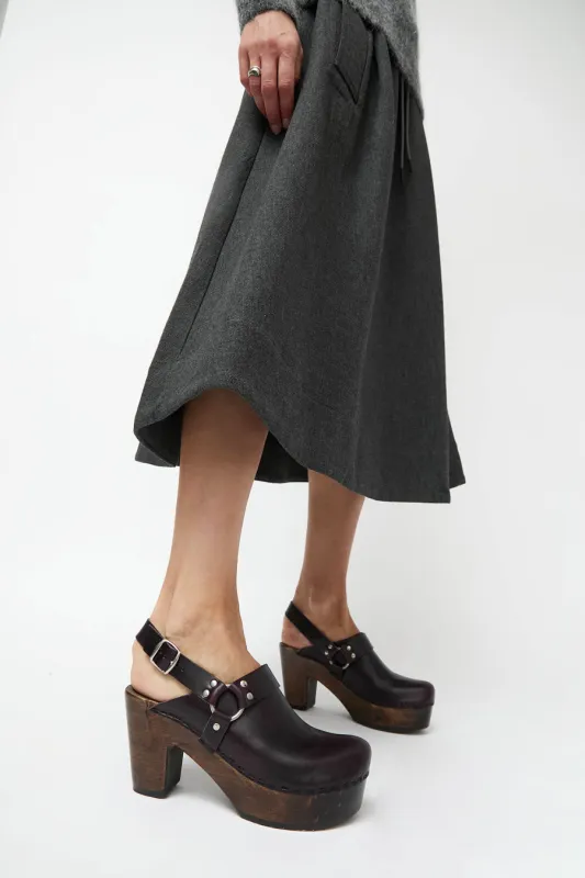 No.6 Hugo Clog on Platform in Black Cherry on Cocoa Base made by No. 6