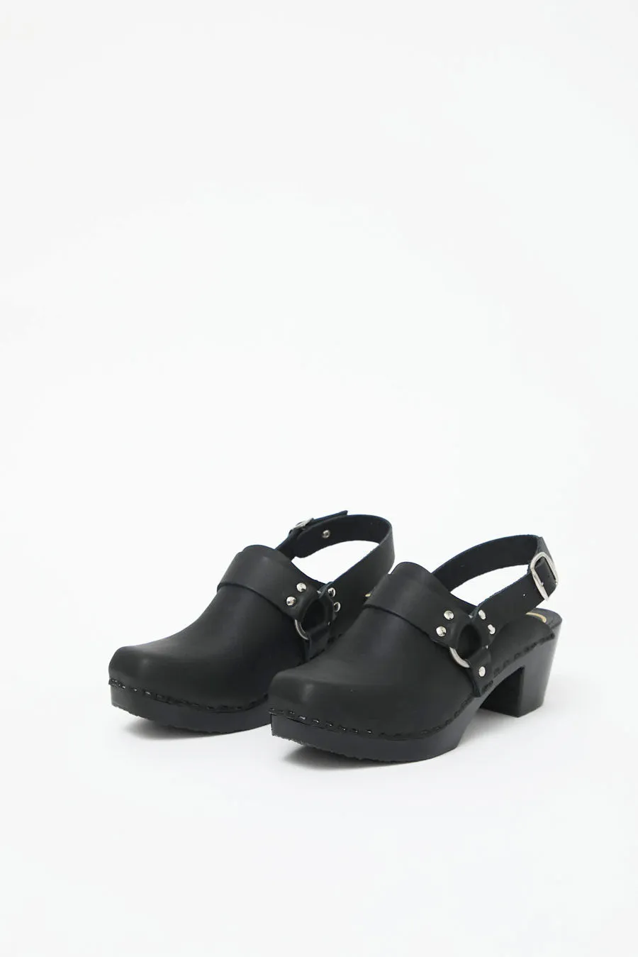 No.6 Arlo Clog on Square Toe Mid Heel in Black on Black Base sold by No. 6 product image thumbnail 4