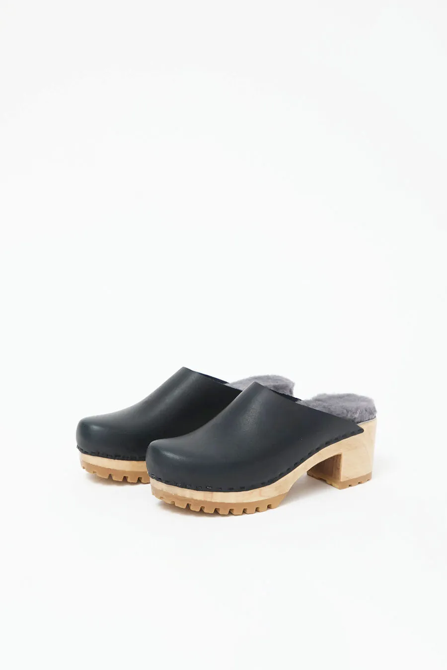 No.6 Liza Clog on Mid Tread in Indigo with Haze Shearling sold by No. 6 product image thumbnail 2