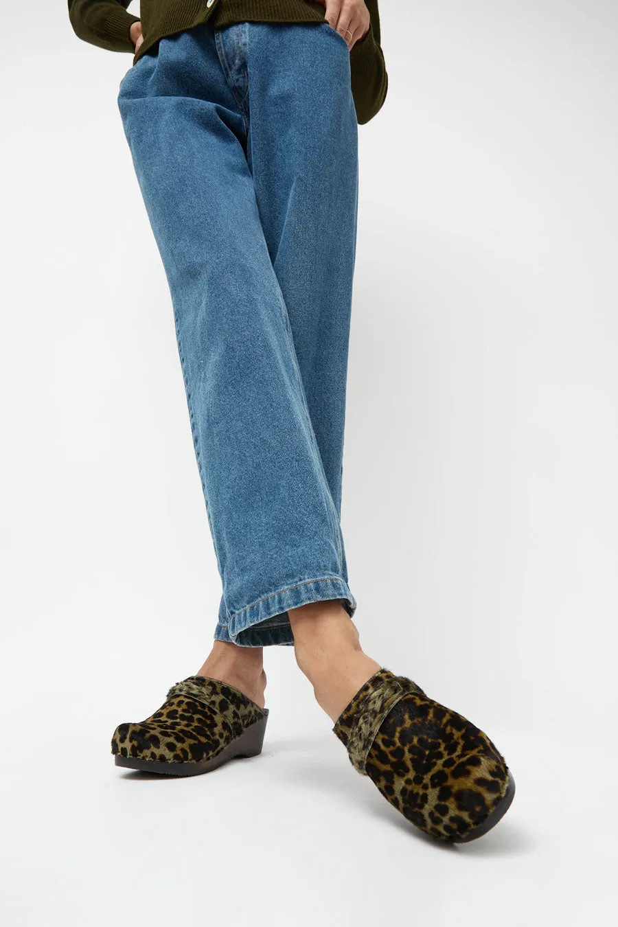 No.6 Bridget Clog on Mid Wedge in Camo Leopard Pony on Cocoa Base sold by No. 6 product image thumbnail 4