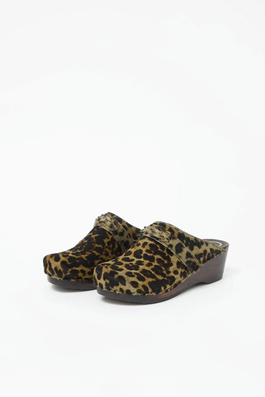 No.6 Bridget Clog on Mid Wedge in Camo Leopard Pony on Cocoa Base sold by No. 6 product image thumbnail 3