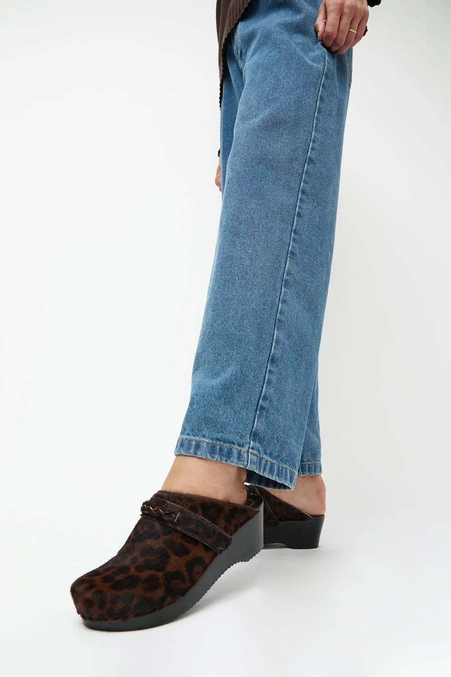 No.6 Bridget Clog on Mid Wedge in Espresso Pony on Black Base sold by No. 6 product image thumbnail 5