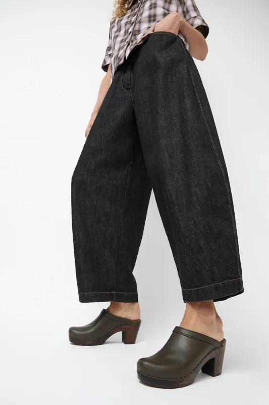 No.6 Old School Clog on High Heel in Olive on Cocoa Base sold by No. 6