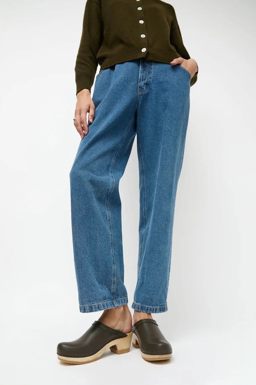 No.6 Old School Clog on Mid Heel in Olive sold by No. 6