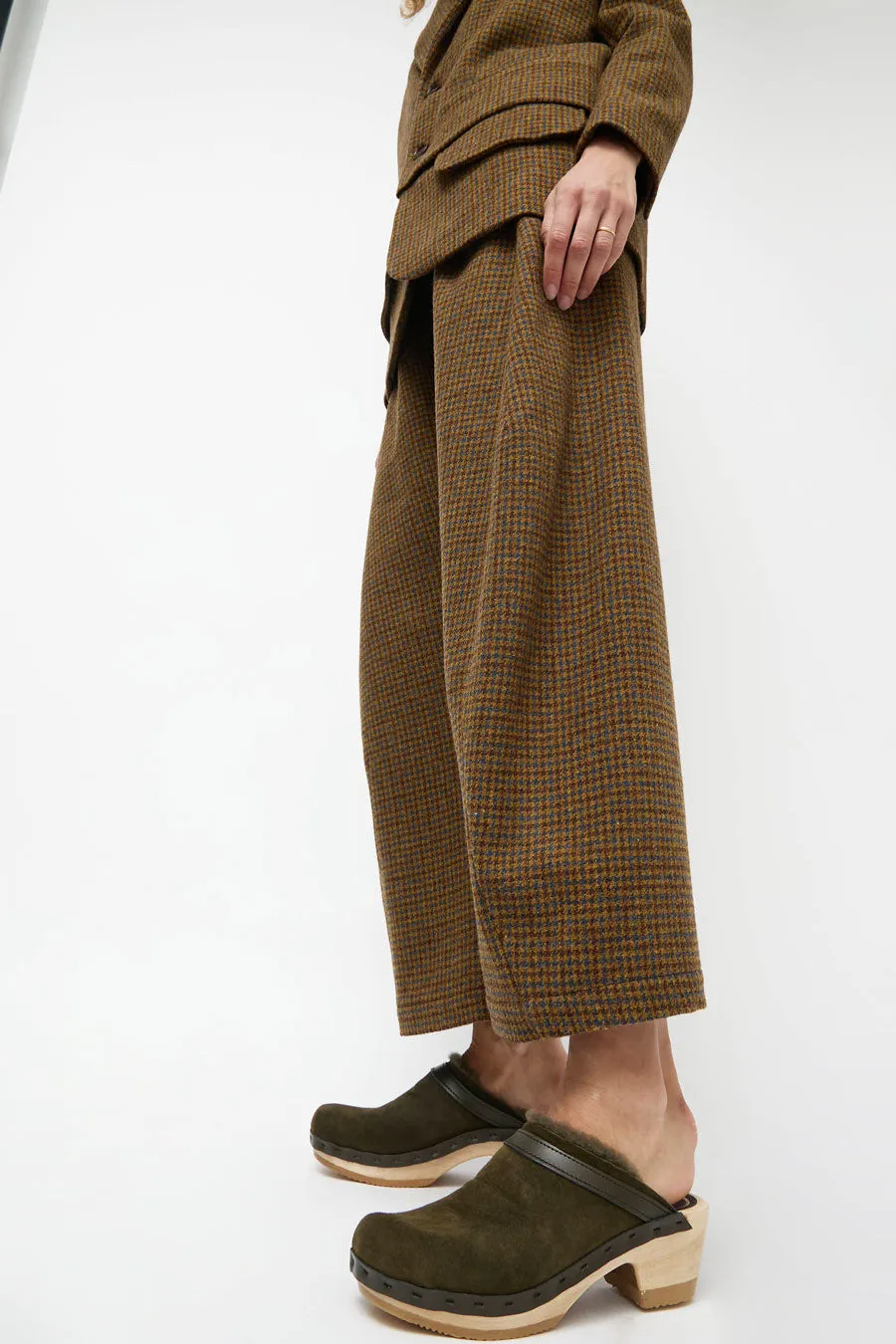No.6 Dakota Shearling Clog on Mid Heel in Olive sold by No. 6