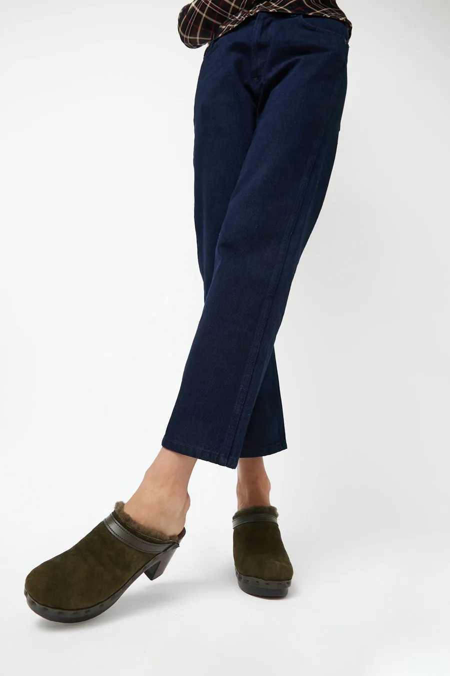 No.6 Dakota Shearling Clog on High Heel in Olive on Cocoa Base sold by No. 6 product image thumbnail 2