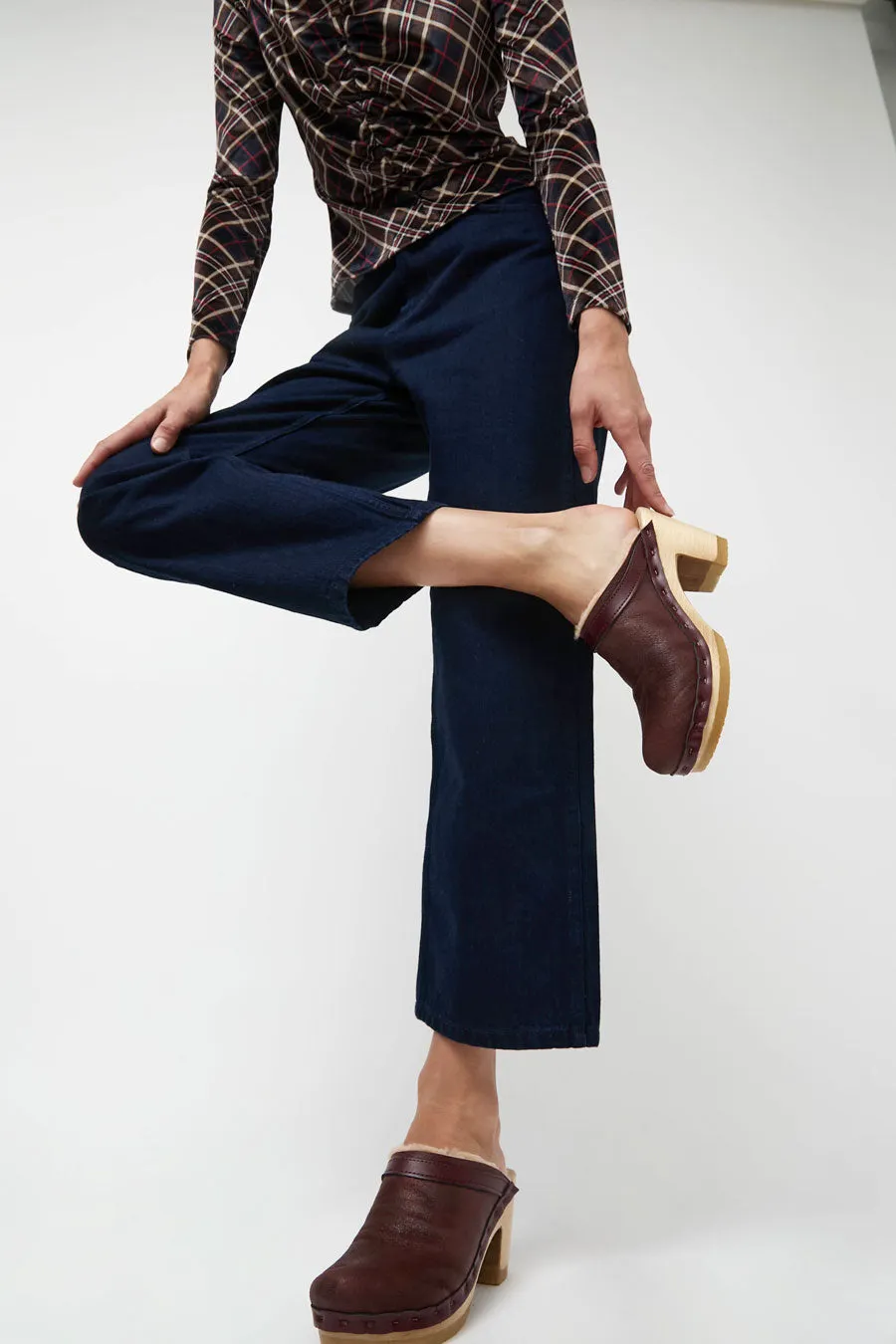 No.6 Dakota Shearling Clog on High Heel in Spitfire and Maroon sold by No. 6 product image thumbnail 2