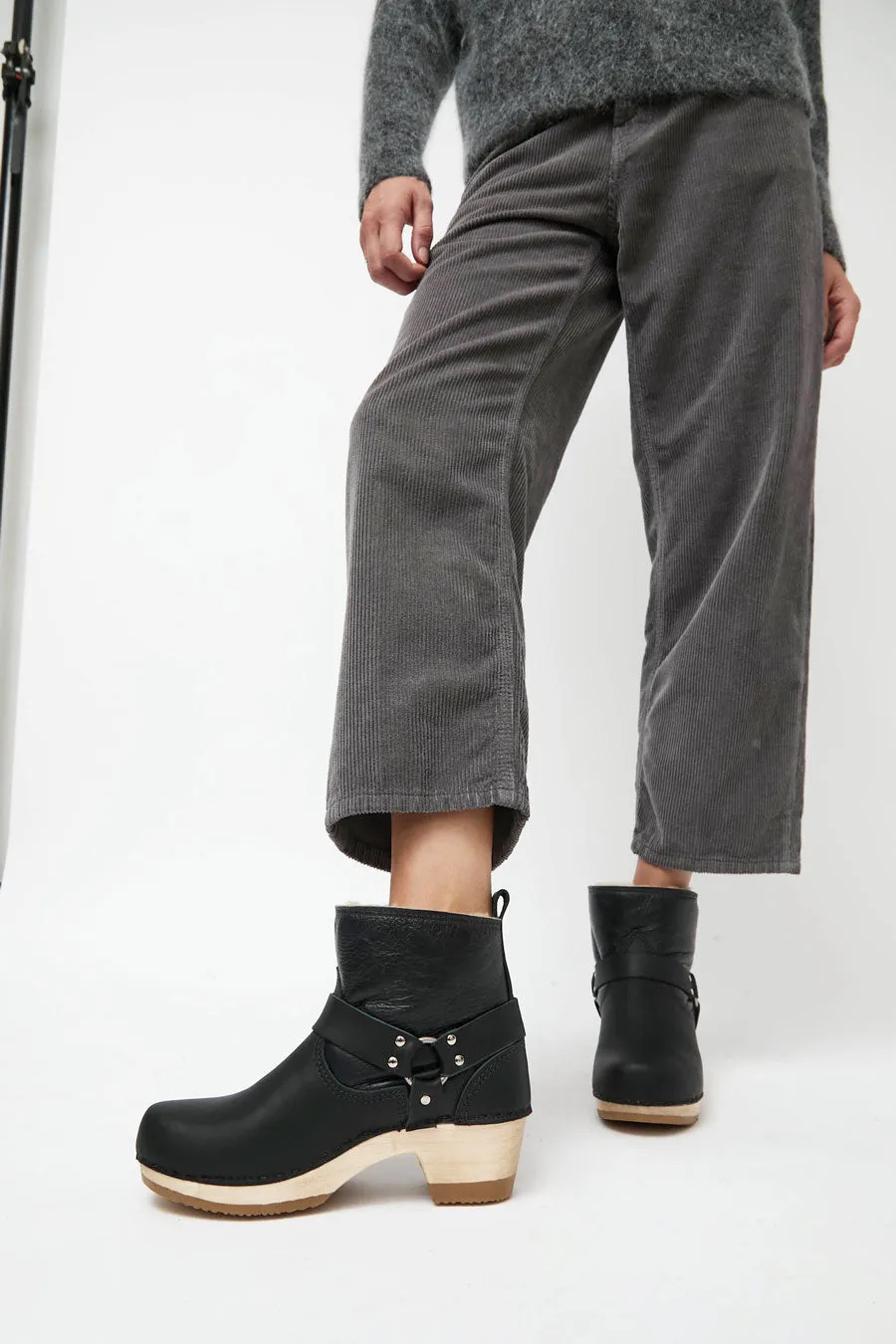 No.6 Shearling Brando Clog Boot on Mid Heel in Ink Aviator sold by No. 6 product image thumbnail 4