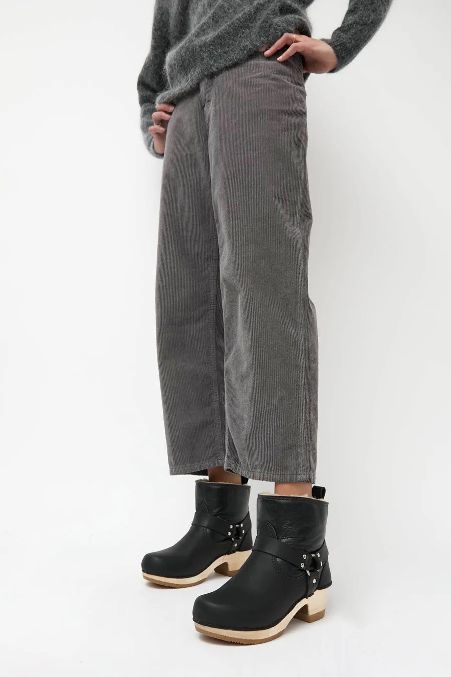 No.6 Shearling Brando Clog Boot on Mid Heel in Ink Aviator sold by No. 6 product image thumbnail 2