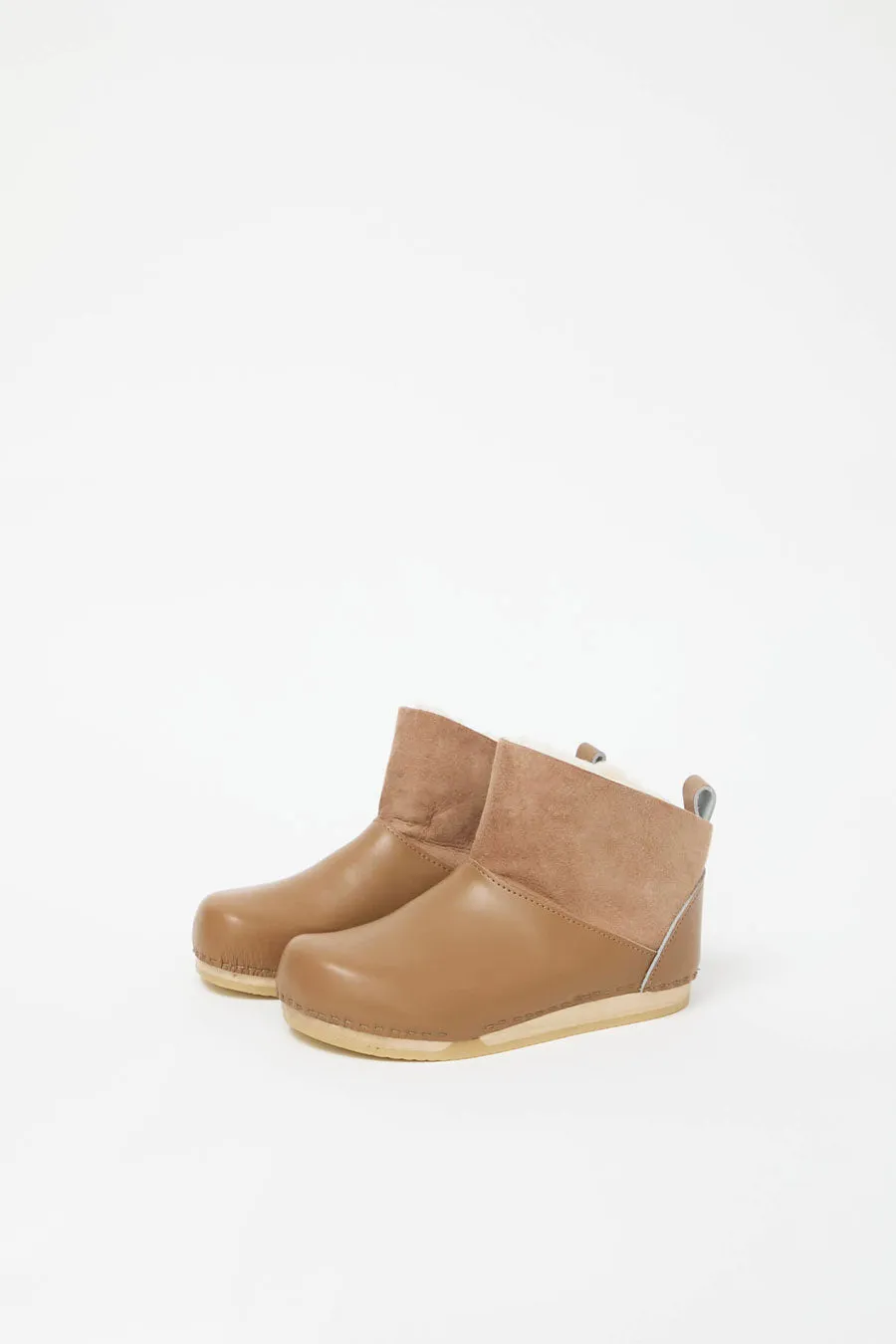 No.6 Low Shearling Clog Boot on Flat Bendable Base in Fawn and Khaki sold by No. 6 product image thumbnail 2