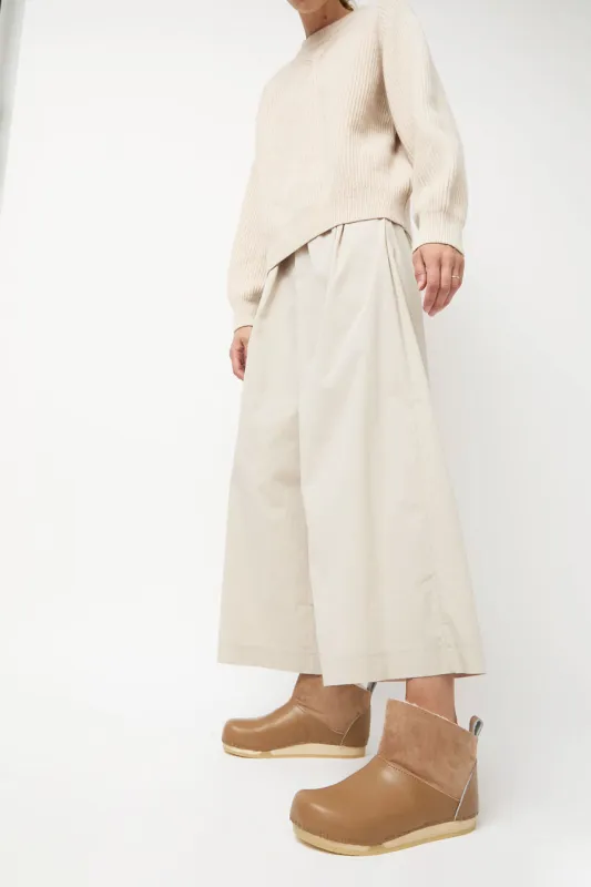 No.6 Low Shearling Clog Boot on Flat Bendable Base in Fawn and Khaki sold by No. 6