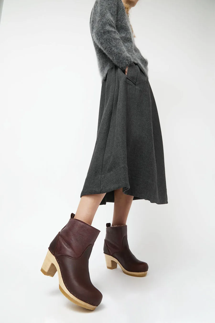 No.6 5" Pull on Shearling Clog Boot on High Heel in Spitfire sold by No. 6