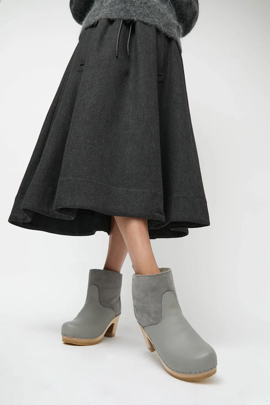 No.6 5" Pull on Shearling Clog Boot on High Heel in Storm and Light Grey sold by No. 6 product image thumbnail 4