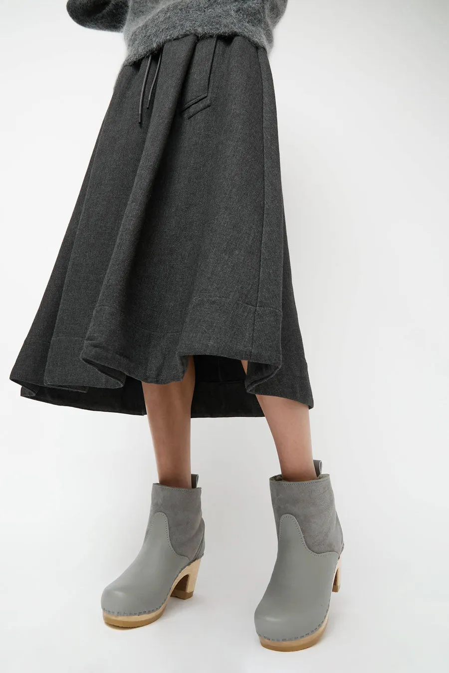 No.6 5" Pull on Shearling Clog Boot on High Heel in Storm and Light Grey sold by No. 6