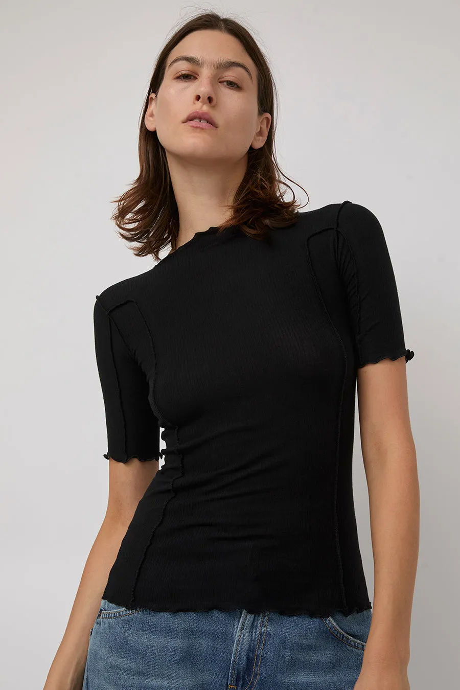 Baserange Omato Short Sleeve Top in Black sold by No. 6